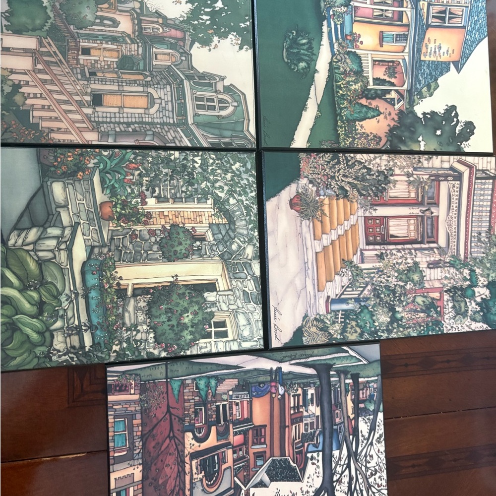 Renée Bovet art Charming Architectural Home Art Set of 5